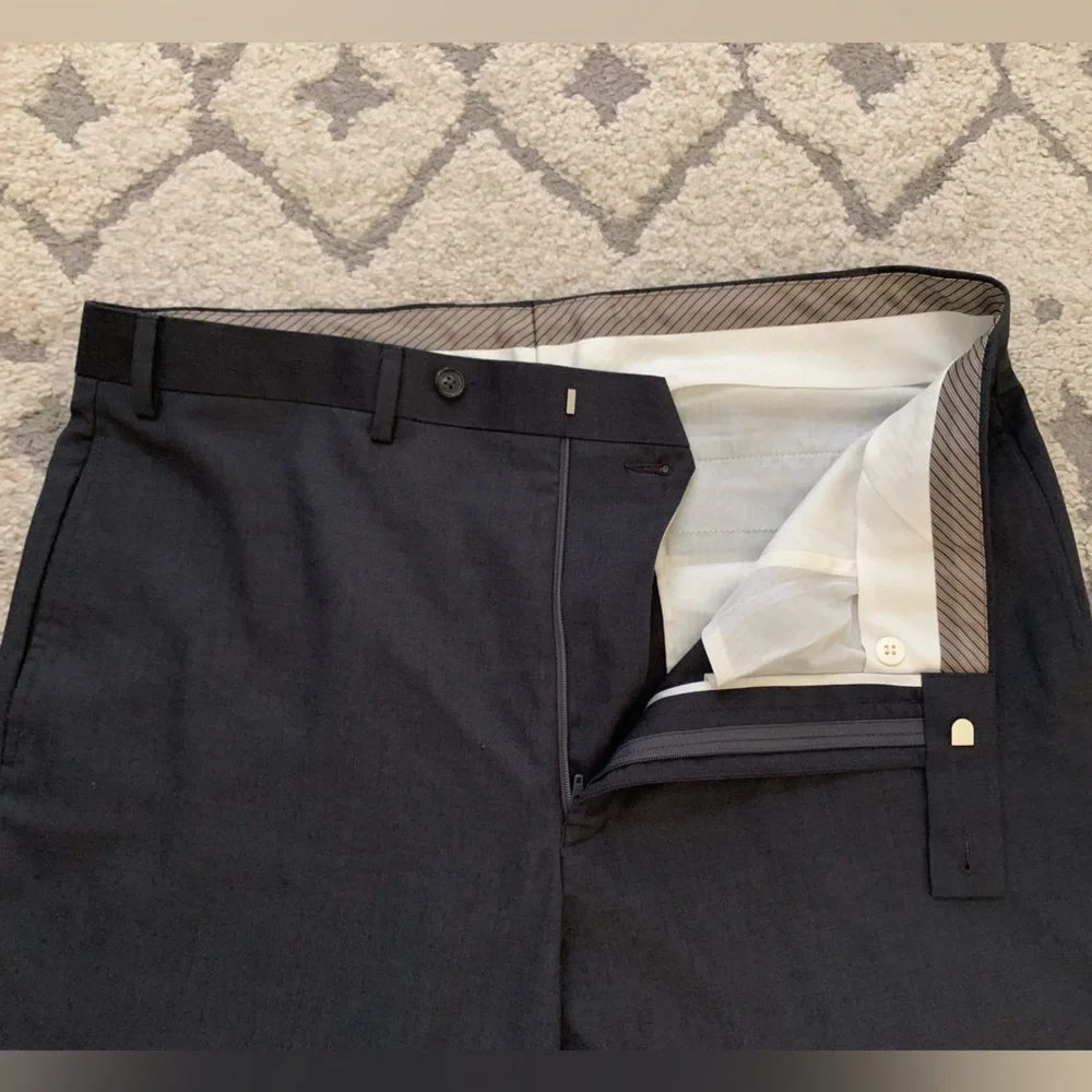 Calvin Klein Men’s Classic-Fit Solid Flat-Front Dress Pants Dark Gray